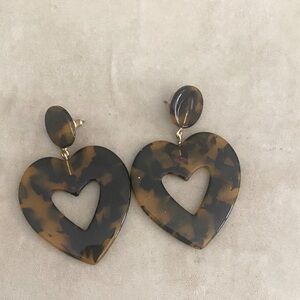 Heart-Shaped Tortoiseshell Earrings